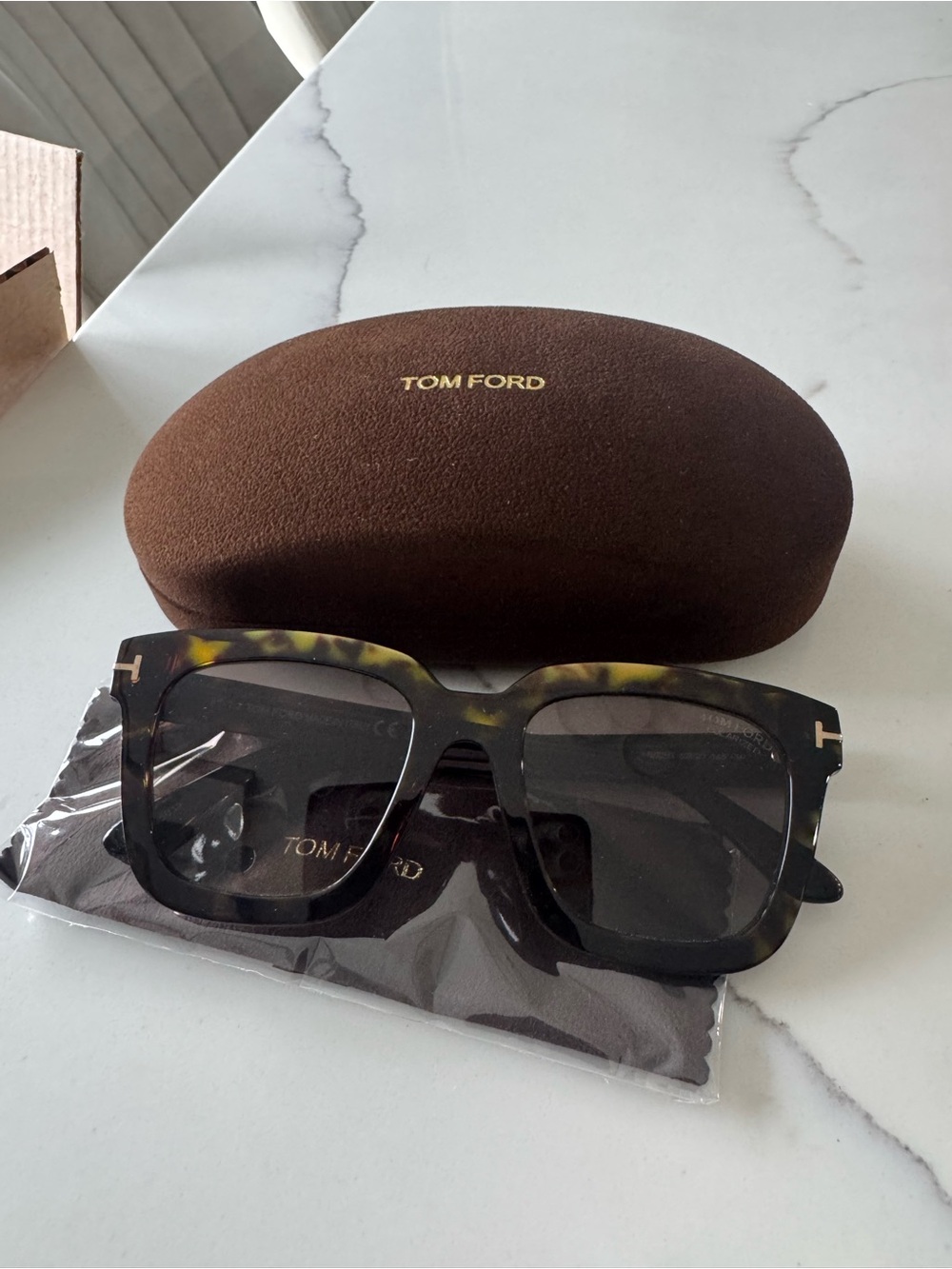 Tom Ford womens Tortoiseshell Square Sunglasses - Brown/Green
